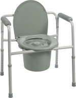 PROBASICS 3-IN-1 STEEL COMMODE  WITH PLASTIC ARMRESTS   